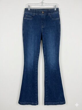 SPANX High Waisted Pull On Flare Blue Jeans Size Medium